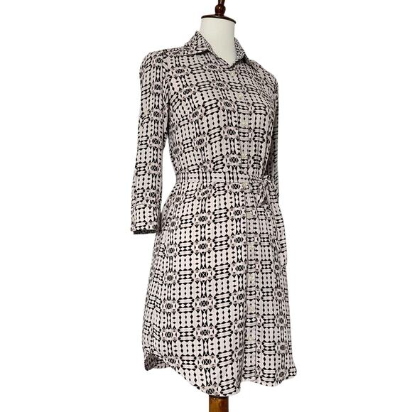 CAbi Colony Club Geometric Print Shirt Dress Blush/Black Size XSmall - Picture 4 of 11